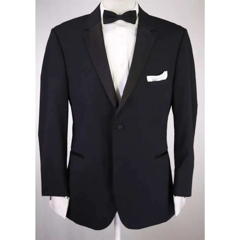 Michael Kors Mens Black 2-Btn Slim Fit Tuxedo Formal Wedding Blazer Jacket 44S